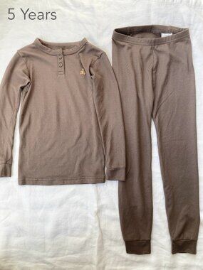 (🎨$3 PLAY) GAP 5 Years Toddler Girl Boy Soft Brown Tan Pajamas Set